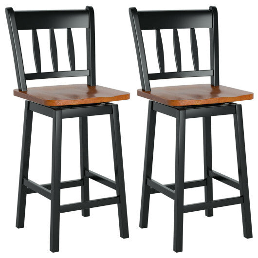 24.5 Inches Set of 2 Swivel Bar Stools with 360? Swiveling-Black - Color: Black