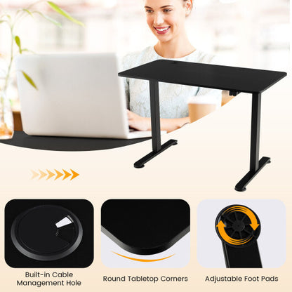 Electric Standing Desk Adjustable Stand up Computer Desk Anti-collision-Black - Color: Black