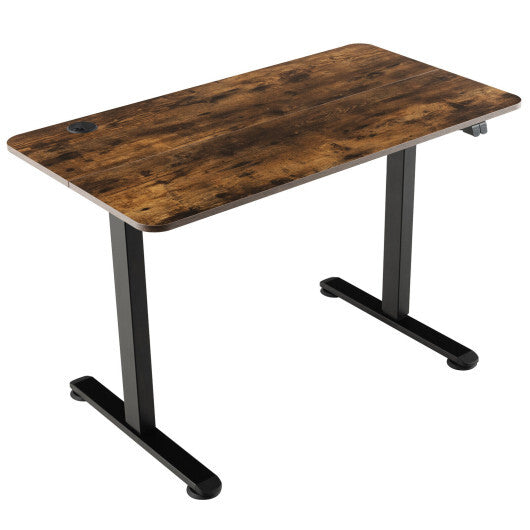 Electric Standing Desk Adjustable Stand up Computer Desk Anti-collision-Rustic Brown - Color: Rustic Brown