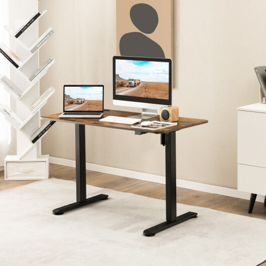 Electric Standing Desk Adjustable Stand up Computer Desk Anti-collision-Rustic Brown - Color: Rustic Brown