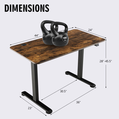 Electric Standing Desk Adjustable Stand up Computer Desk Anti-collision-Rustic Brown - Color: Rustic Brown