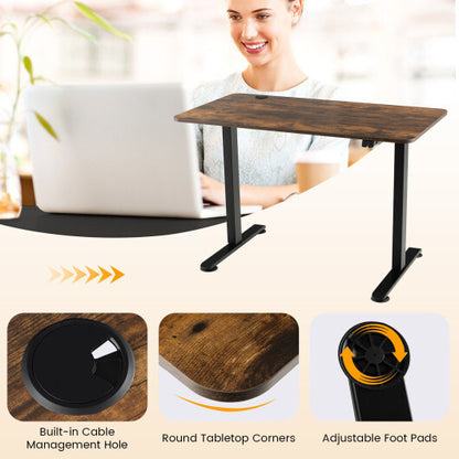 Electric Standing Desk Adjustable Stand up Computer Desk Anti-collision-Rustic Brown - Color: Rustic Brown