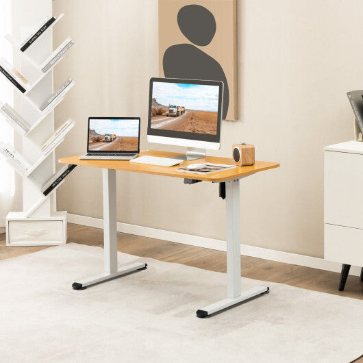 Electric Standing Desk Adjustable Stand up Computer Desk Anti-collision-Natural - Color: Natural