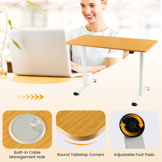 Electric Standing Desk Adjustable Stand up Computer Desk Anti-collision-Natural - Color: Natural