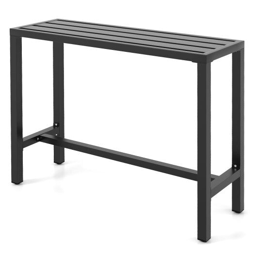 48/55 Inch Outdoor Bar Table with Waterproof Top and Heavy-duty Metal Frame-M - Color: Black - Size: M