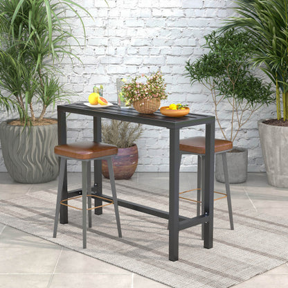 48/55 Inch Outdoor Bar Table with Waterproof Top and Heavy-duty Metal Frame-M - Color: Black - Size: M