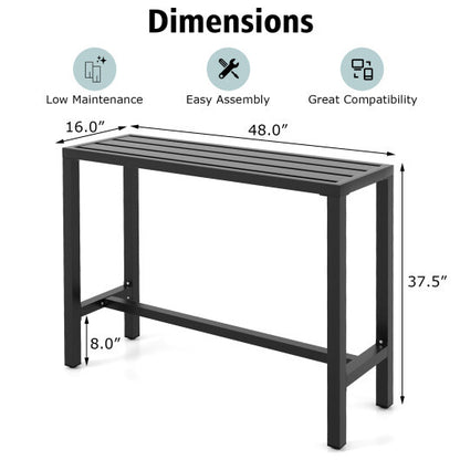 48/55 Inch Outdoor Bar Table with Waterproof Top and Heavy-duty Metal Frame-M - Color: Black - Size: M