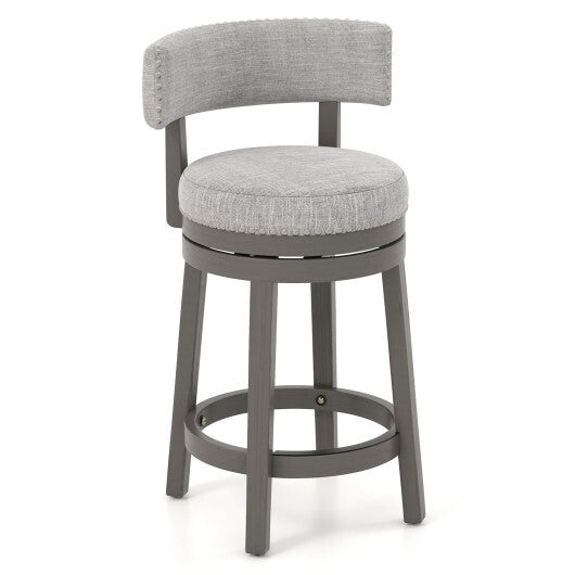 27/31 Inch Swivel Bar Stool with Upholstered Back Seat and Footrest-27 inches - Color: Gray - Size: 27 inches