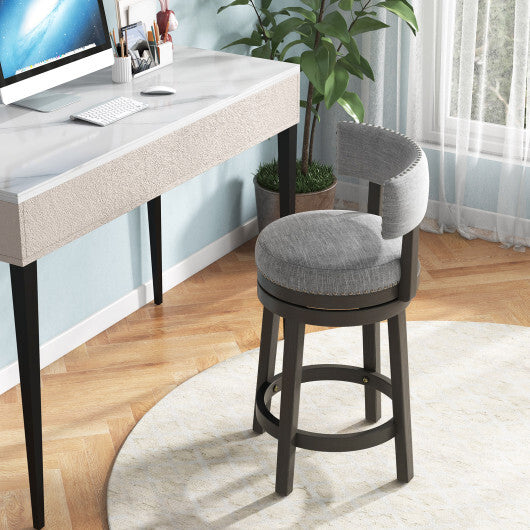 27/31 Inch Swivel Bar Stool with Upholstered Back Seat and Footrest-27 inches - Color: Gray - Size: 27 inches