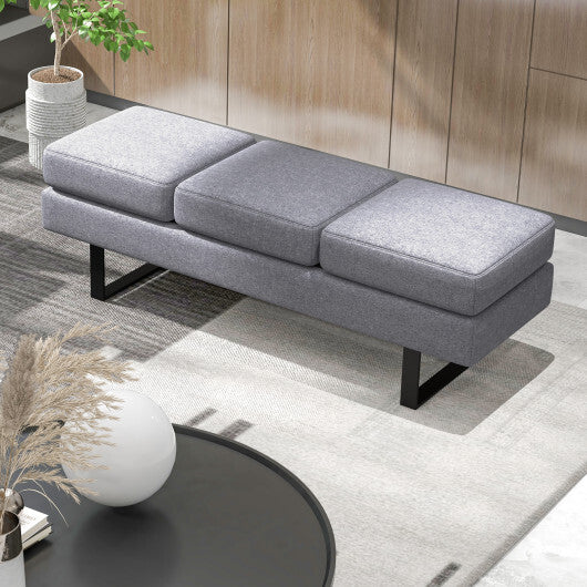 Waiting Room Bench Seating Long Bench with Metal Frame Leg-Gray - Color: Gray