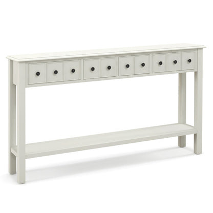 60 Inch Long Sofa Table with 4 Drawers and Open Shelf for Living Room-White - Color: Cream White