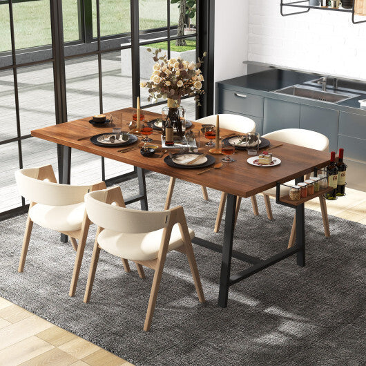 72 Inch Dining Table Rectangular Kitchen Table with 2-Bottle Wine Rack for 5-7-Walnut - Color: Walnut