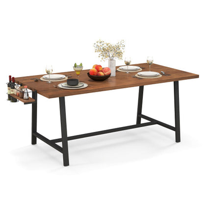 72 Inch Dining Table Rectangular Kitchen Table with 2-Bottle Wine Rack for 5-7-Walnut - Color: Walnut