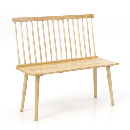 Entryway Bench for 2 with Spindle Back for Kitchen Dining Room Hallway-Natural - Color: Natural