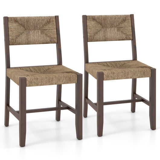 Wooden Dining Chair Set of 2 for Kitchen Dining Room-Brown - Color: Brown