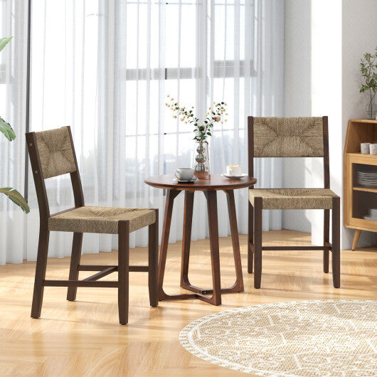 Wooden Dining Chair Set of 2 for Kitchen Dining Room-Brown - Color: Brown