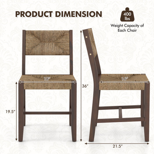 Wooden Dining Chair Set of 2 for Kitchen Dining Room-Brown - Color: Brown