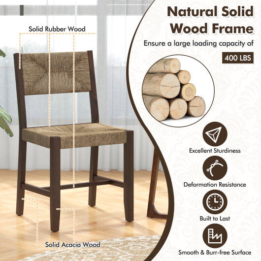 Wooden Dining Chair Set of 2 for Kitchen Dining Room-Brown - Color: Brown