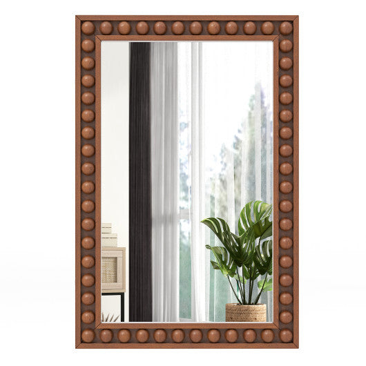 24 x 36 Inches Rustic Wall Mirror with Solid Wood Frame for Living Room  Bedroom-Brown - Color: Brown