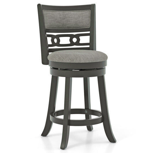 26" Counter Height Bar Chair with Wooden Frame Swivel Seat and Footrest for Pub Bar Restaurant-1 Pack - Color: Gray - Size: 26 inches