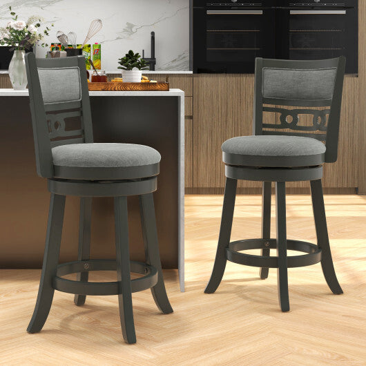 26" Counter Height Bar Chair with Wooden Frame Swivel Seat and Footrest for Pub Bar Restaurant-1 Pack - Color: Gray - Size: 26 inches