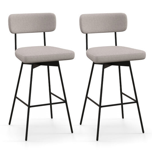 25 Inch Counter Height Upholstered Swivel Bar Stool Set of 2-beige - Color: Beige