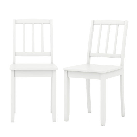 Wood Dining Chair Set of 2 with Rubber Wood Legs-White - Color: White