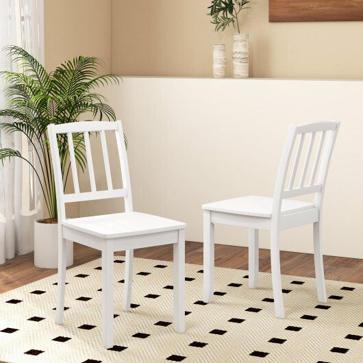 Wood Dining Chair Set of 2 with Rubber Wood Legs-White - Color: White