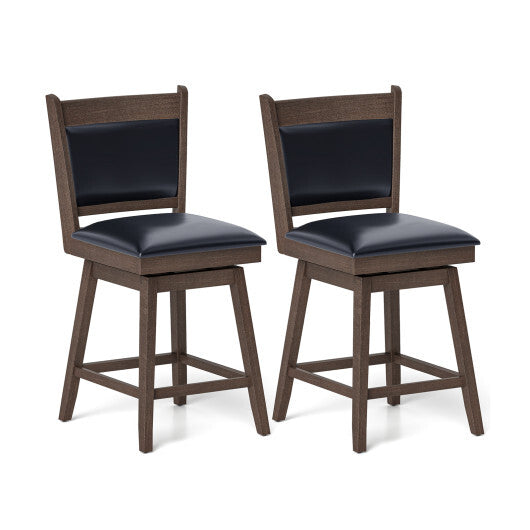 25/29 Inch Padded Bar Stools Set of 2 with Swivel Seat and Footrest-25 Inch - Color: Black & Gray - Size: 25 inches