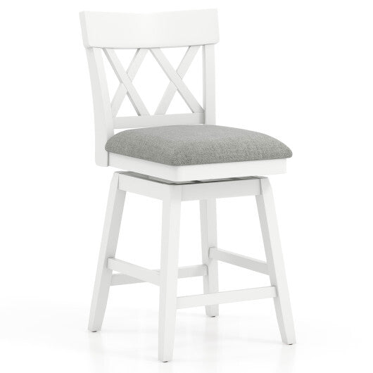 26 Inch Bar Stool with Contoured Backrest and Swivel Padded Seat-Gray - Color: White - Size: 26 inches