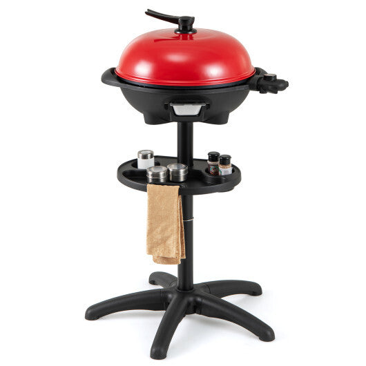 1350 W Outdoor Electric BBQ Grill with Removable Stand Easy to Install-Red - Color: Red