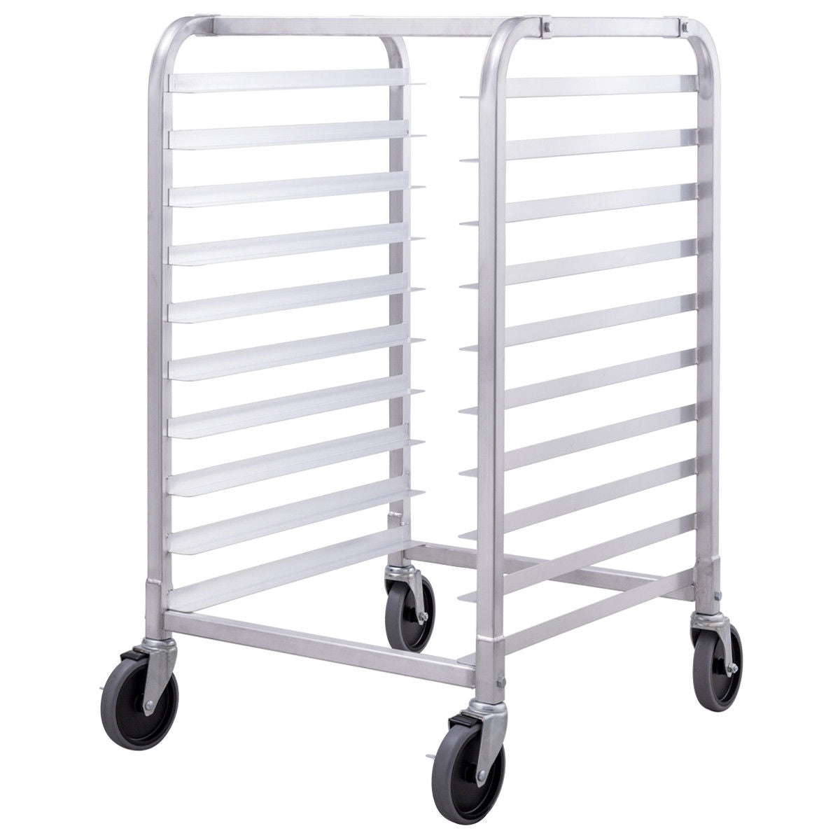 10 Sheets Aluminum Rolling Bakery Pan Rack - Color: Silver