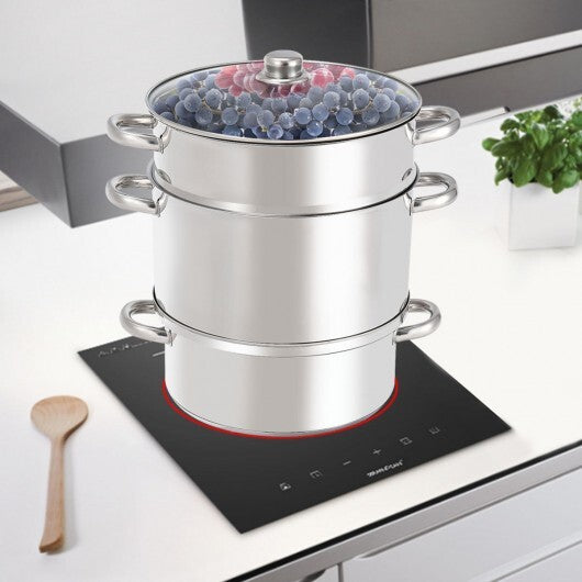 11-Quart Stainless Steel Fruit Juicer Steamer - Color: Silver