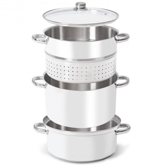 11-Quart Stainless Steel Fruit Juicer Steamer - Color: Silver