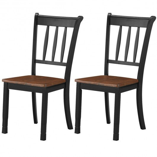 2 Pieces Solid Whitesburg Spindle Back Wood Dining Chairs-Black - Color: Black