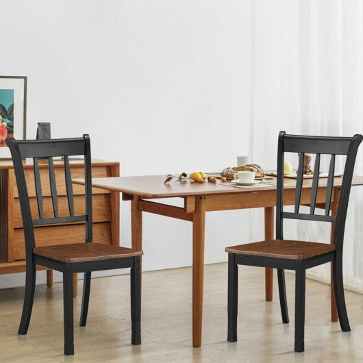 2 Pieces Solid Whitesburg Spindle Back Wood Dining Chairs-Black - Color: Black