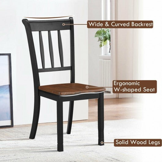 2 Pieces Solid Whitesburg Spindle Back Wood Dining Chairs-Black - Color: Black