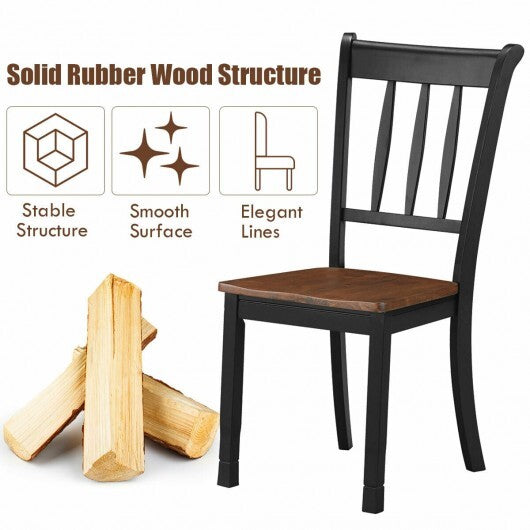 2 Pieces Solid Whitesburg Spindle Back Wood Dining Chairs-Black - Color: Black