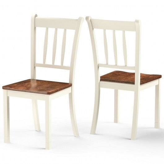 2 Pieces Solid Whitesburg Spindle Back Wood Dining Chairs-White - Color: White