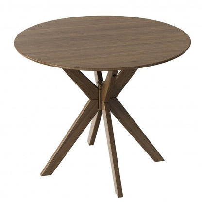 36 Inch Round Wood Dining Table with Intersecting Pedestal Base - Color: Walnut