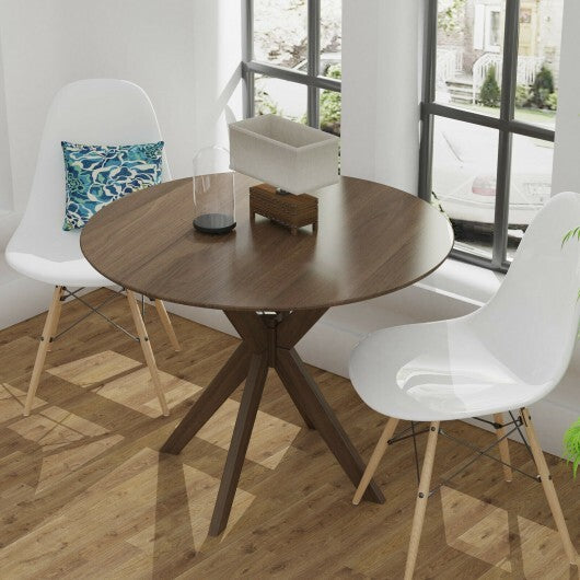 36 Inch Round Wood Dining Table with Intersecting Pedestal Base - Color: Walnut