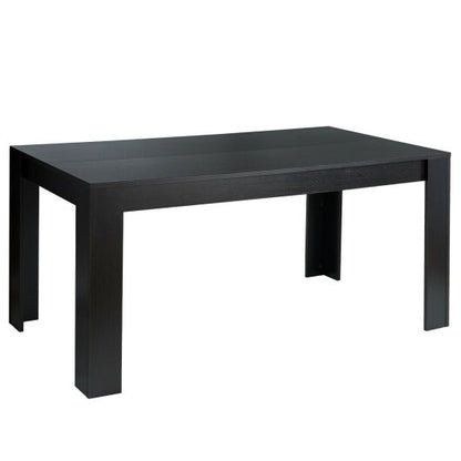 63 Inch Rectangular Modern Dining Kitchen Table for 6 People-Black - Color: Black