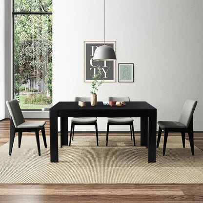 63 Inch Rectangular Modern Dining Kitchen Table for 6 People-Black - Color: Black