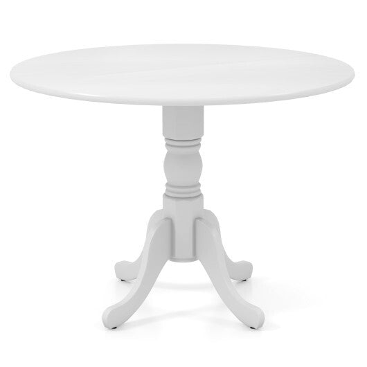 Wooden Dining Table with Round Tabletop and Curved Trestle Legs-White - Color: White