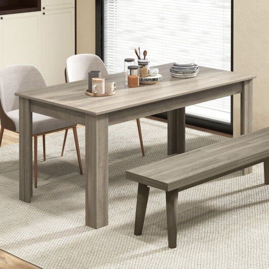 63 Inch Rectangular Modern Dining Kitchen Table-Light Gray - Color: Light Gray