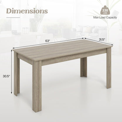 63 Inch Rectangular Modern Dining Kitchen Table-Light Gray - Color: Light Gray