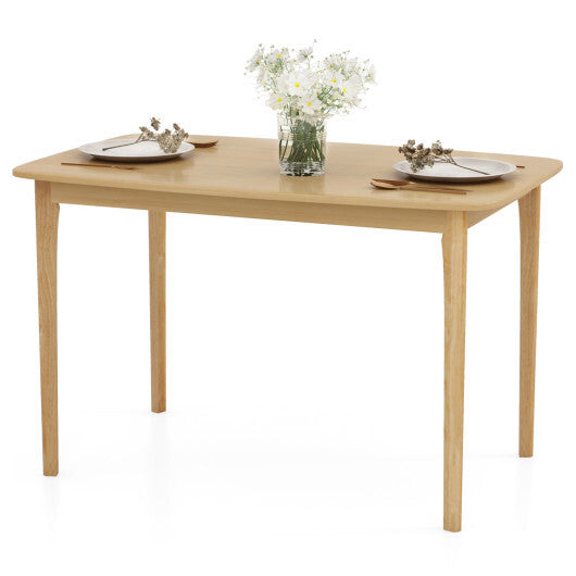 48 Inch Solid Wood Dining Table with Rubber Wood Supporting Legs for Kitchen Dining Room-Natural - Color: Natural