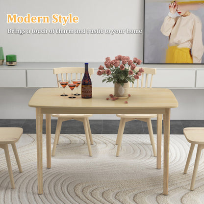 48 Inch Solid Wood Dining Table with Rubber Wood Supporting Legs for Kitchen Dining Room-Natural - Color: Natural