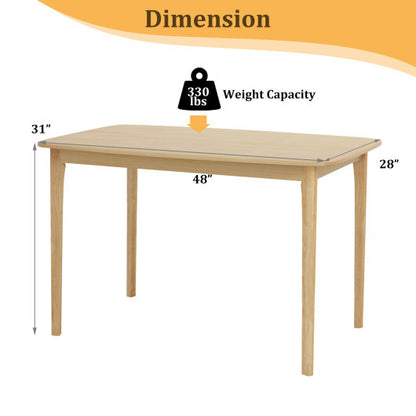 48 Inch Solid Wood Dining Table with Rubber Wood Supporting Legs for Kitchen Dining Room-Natural - Color: Natural