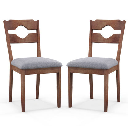 Dining Chair Set of 2 Fabric Upholstered Kitchen Chairs with Padded Seat and High Back-Gray - Color: Gray